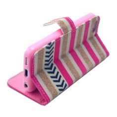 Gold and Pink Stripe Leather Wallet iPhone 5C Case 2